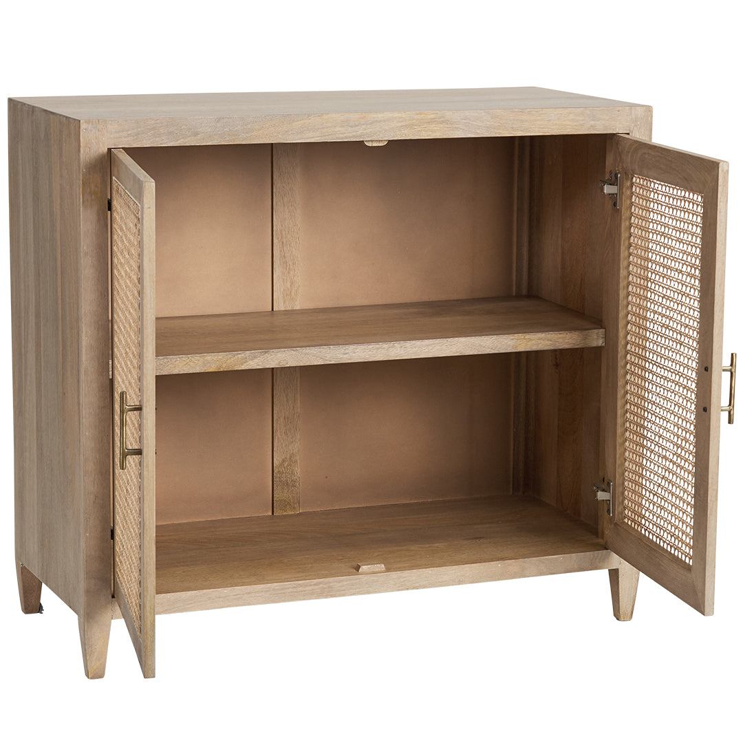 Palm Springs Mango Wood Small Sideboard with Rattan Doors