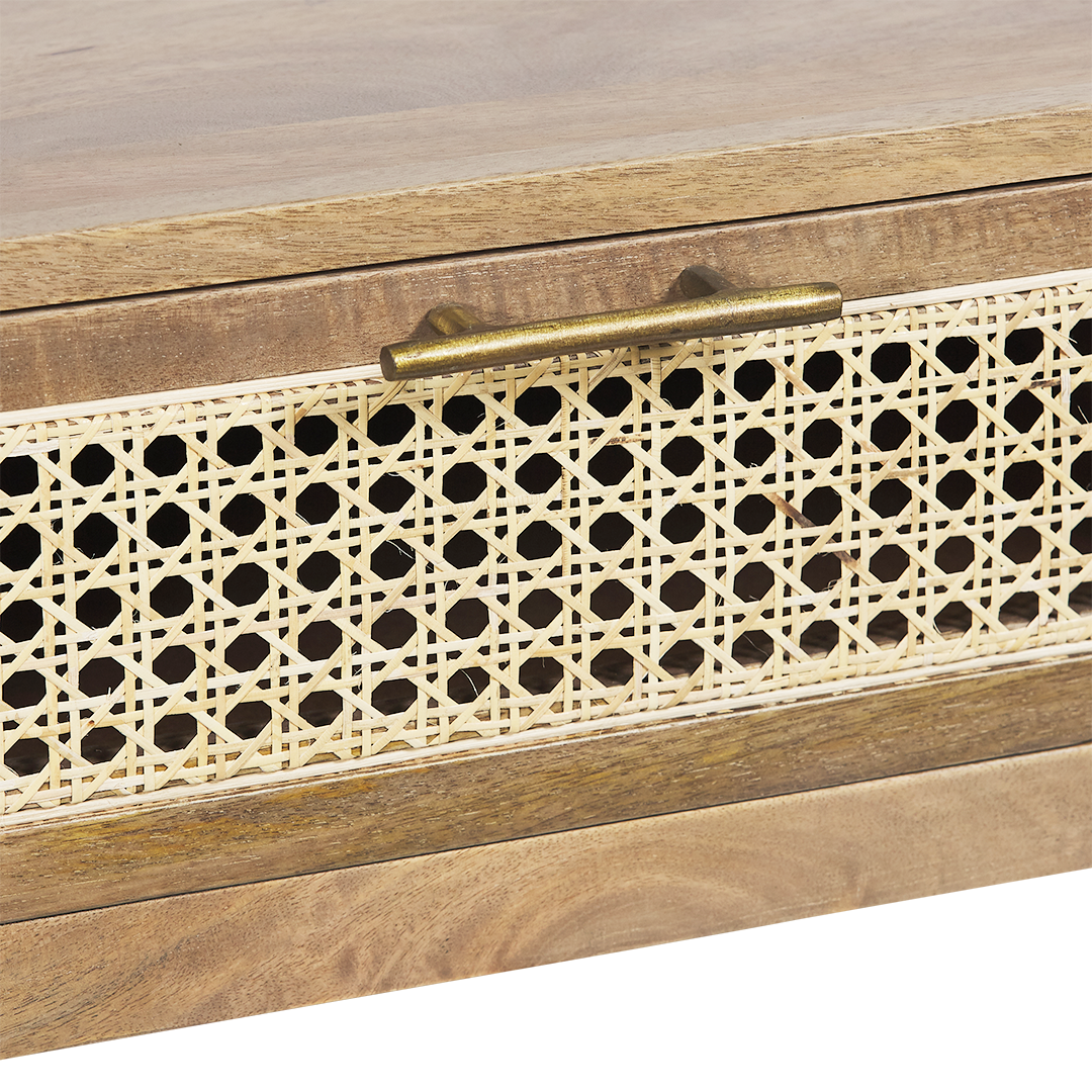 Palm Springs Mango Wood Console Table with Rattan Drawers