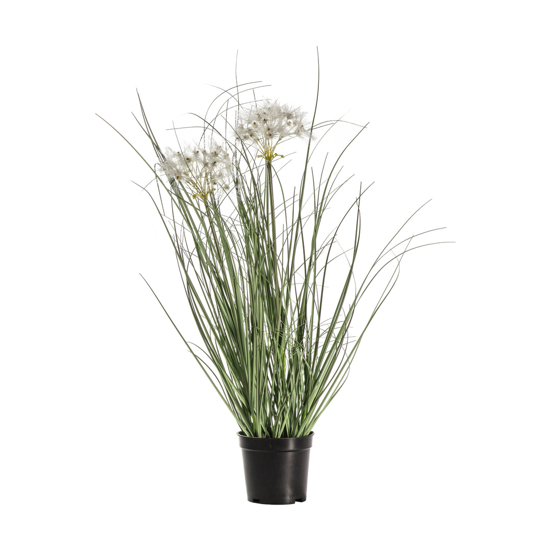 Potted Grass w/2 Heads Yellow 530mm