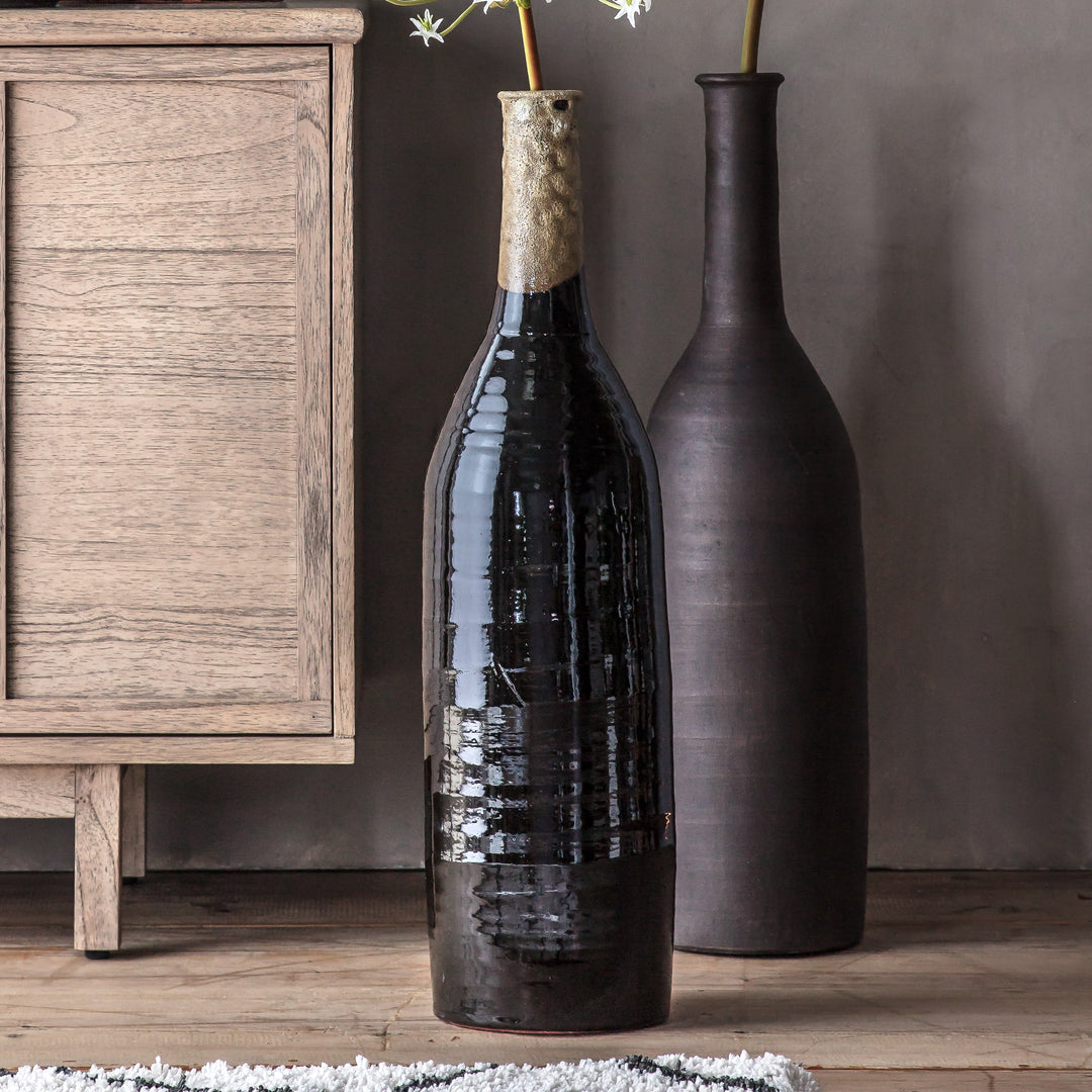 Elsie Bottle Vase Lava Black 155x155x635mm