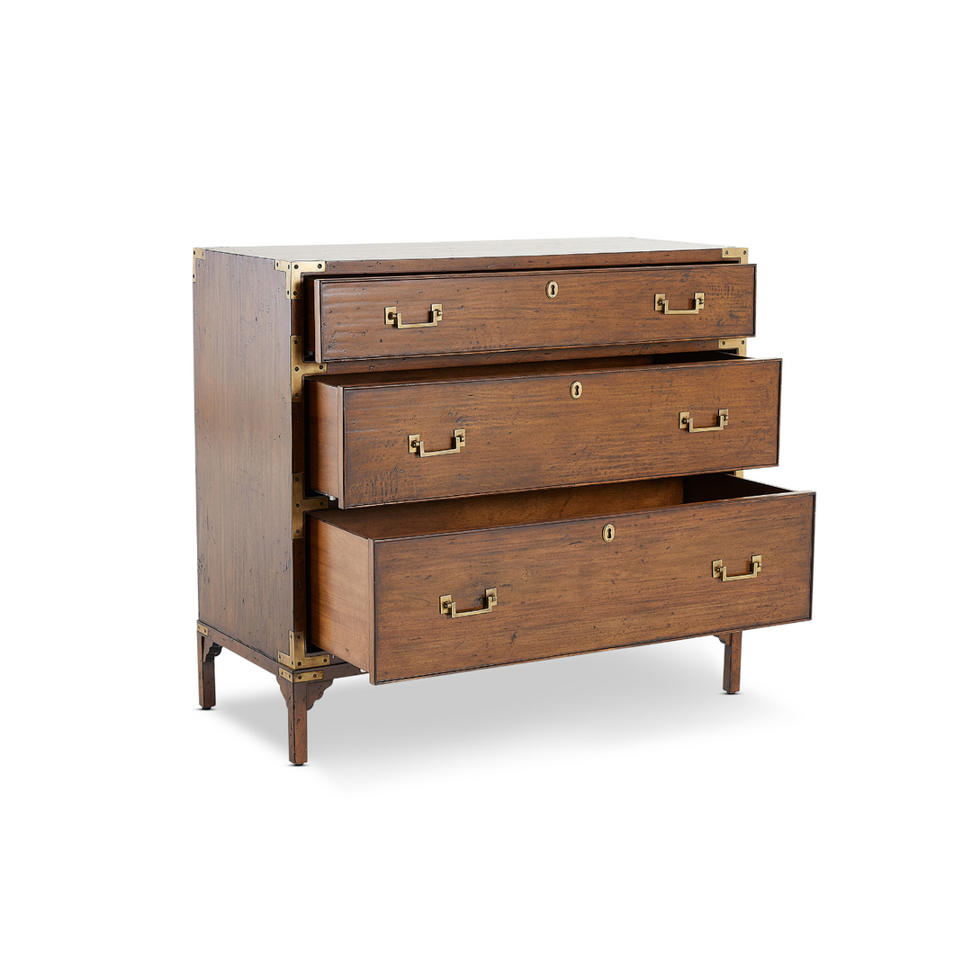 Cunard Solid Hardwood Chest of Drawers with Brass Detail