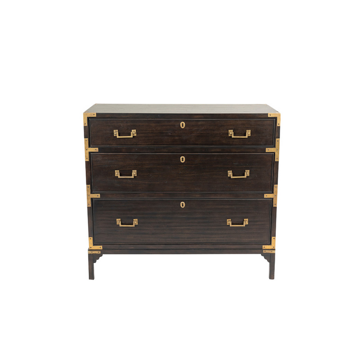 Cunard Solid Hardwood Chest of Drawers with Brass Detail