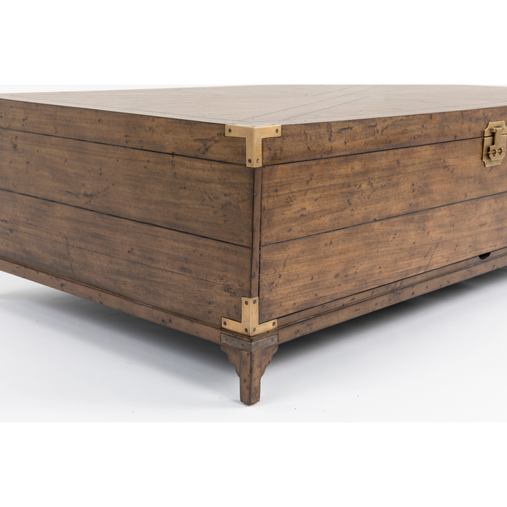 Cunard Solid Hardwood Coffee Table with Brass Detail