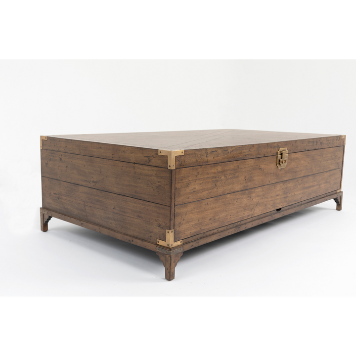 Cunard Solid Hardwood Coffee Table with Brass Detail