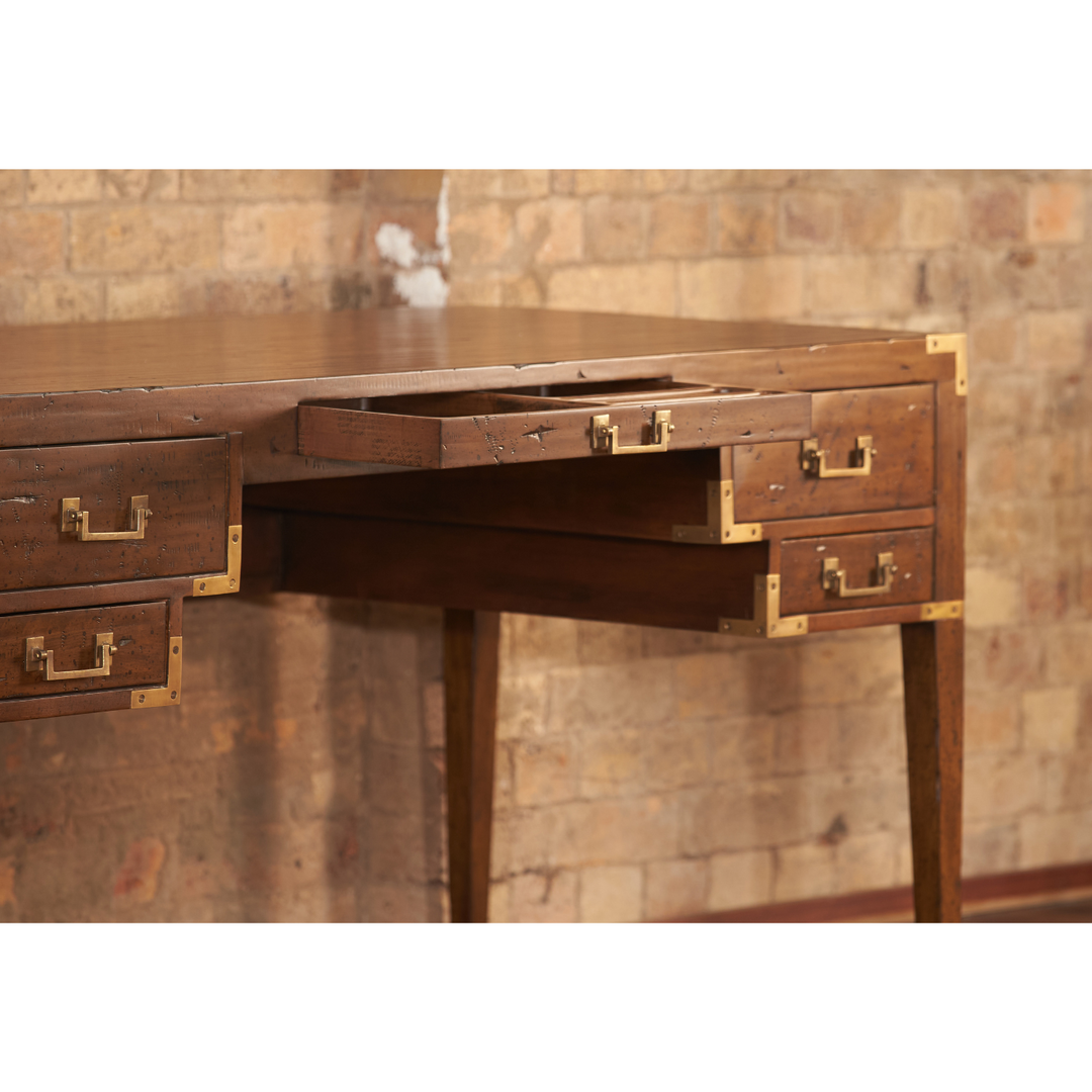 Cunard Solid Hardwood Desk with Brass Detail