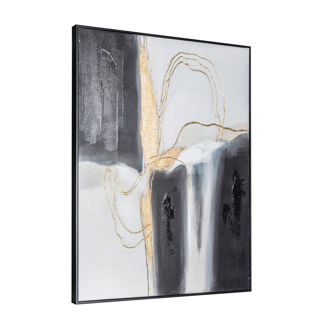 Golden Waters Abstract Framed Canvas