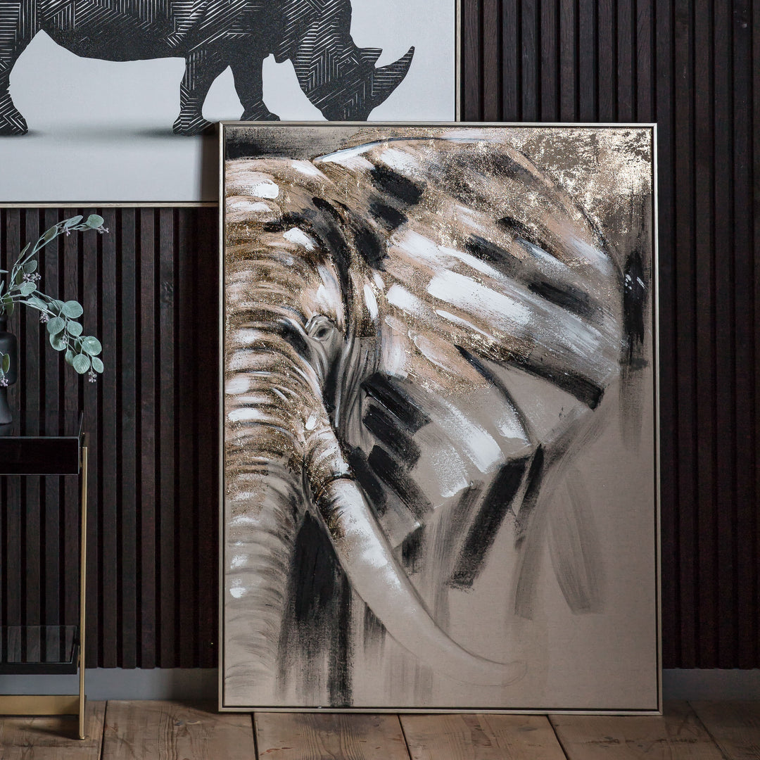 Byron Elephant Abstract Framed Canvas