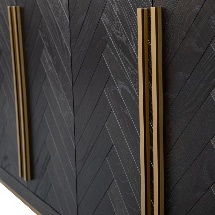 Tunbridge Wide Sideboard - Black and Brass