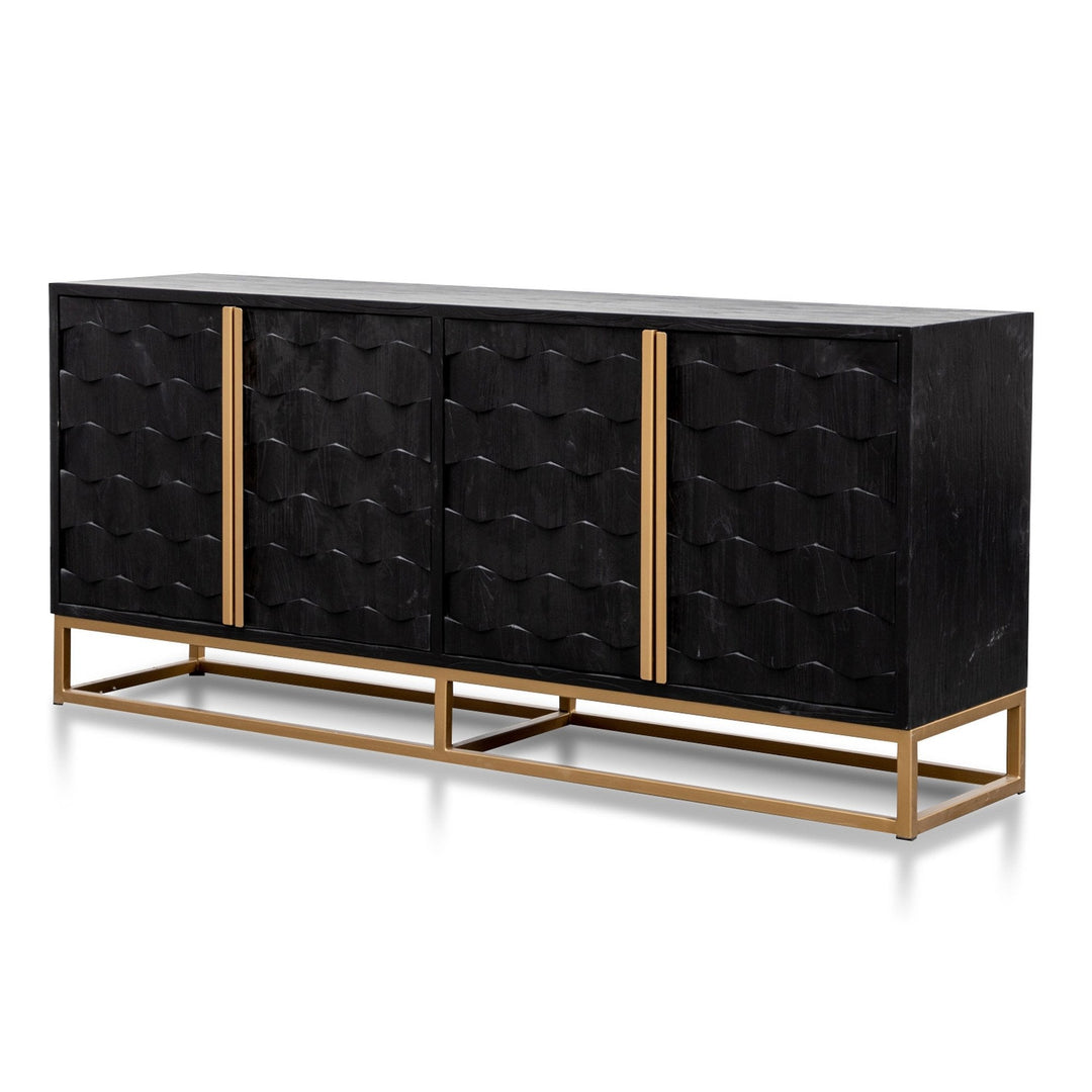 Abbotsford 1.78m Sideboard - Black Wood with Gold Handle
