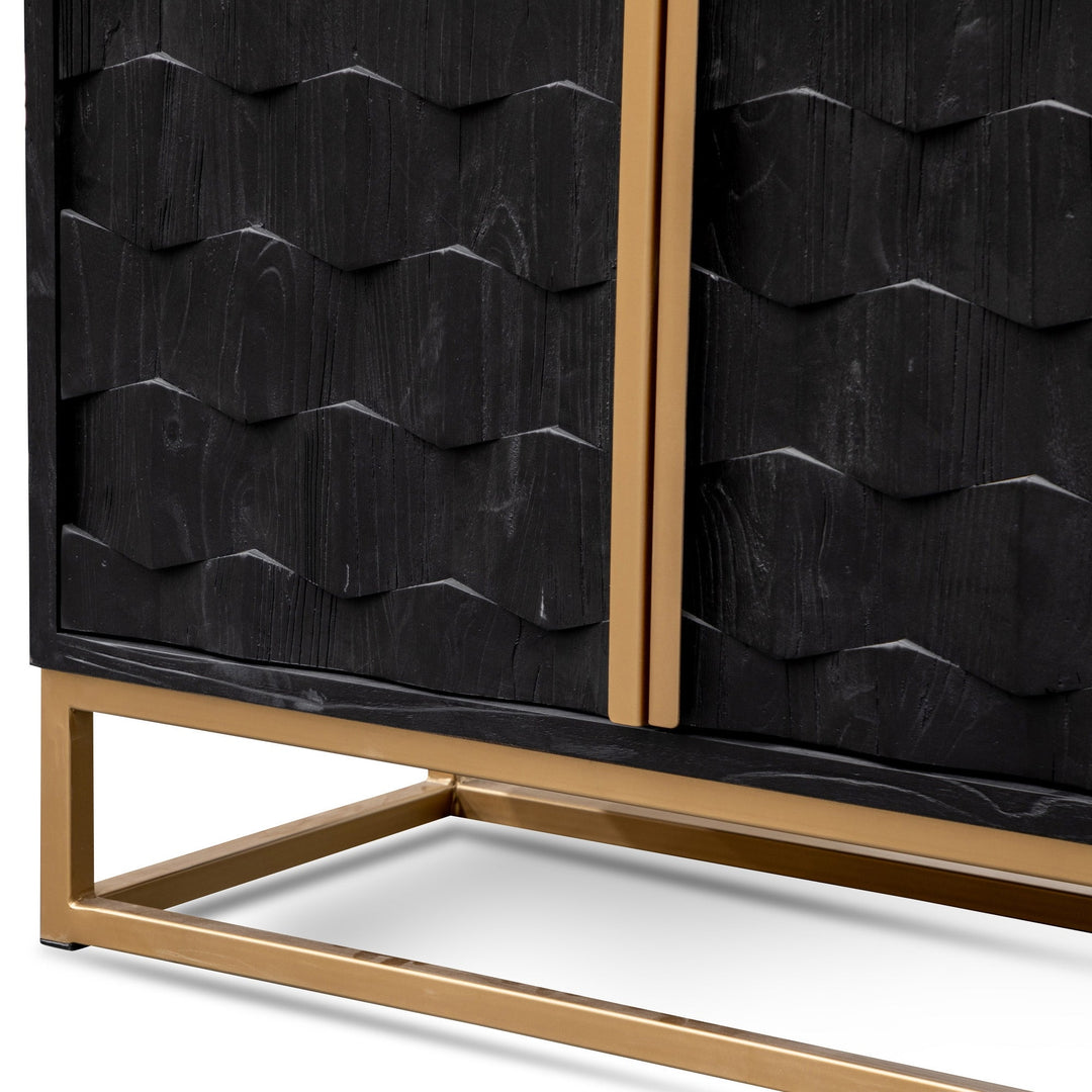 Abbotsford 1.78m Sideboard - Black Wood with Gold Handle