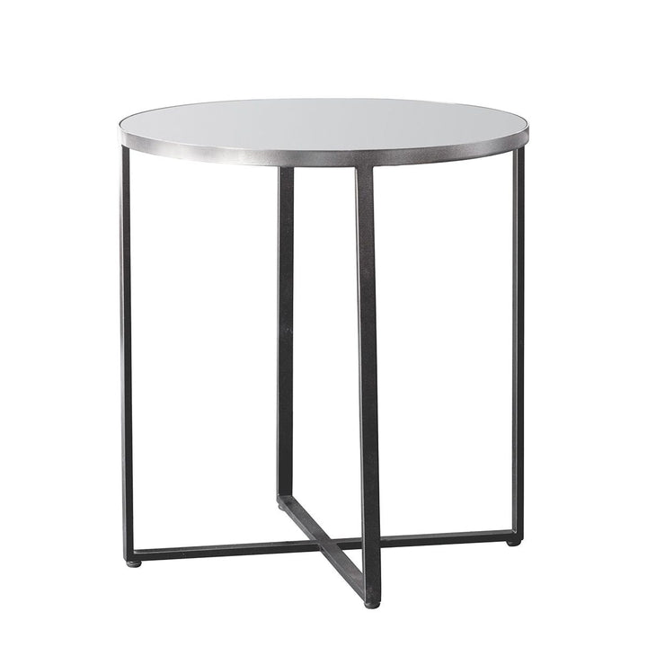 Juniper Silver Metal Side Table with Mirrored Top