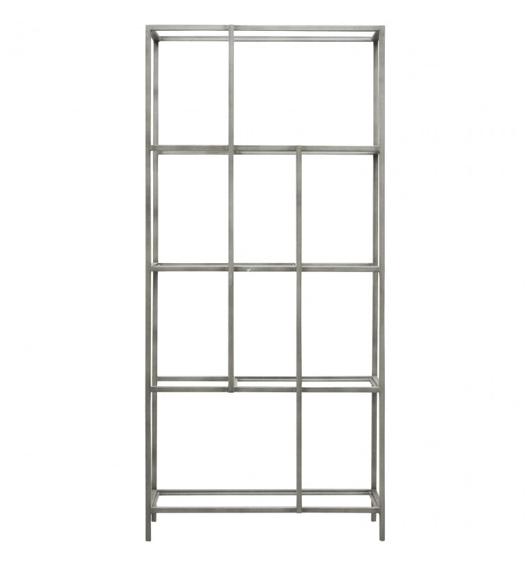 Reed Silver Iron Display Unit with Tempered Glass Shelves