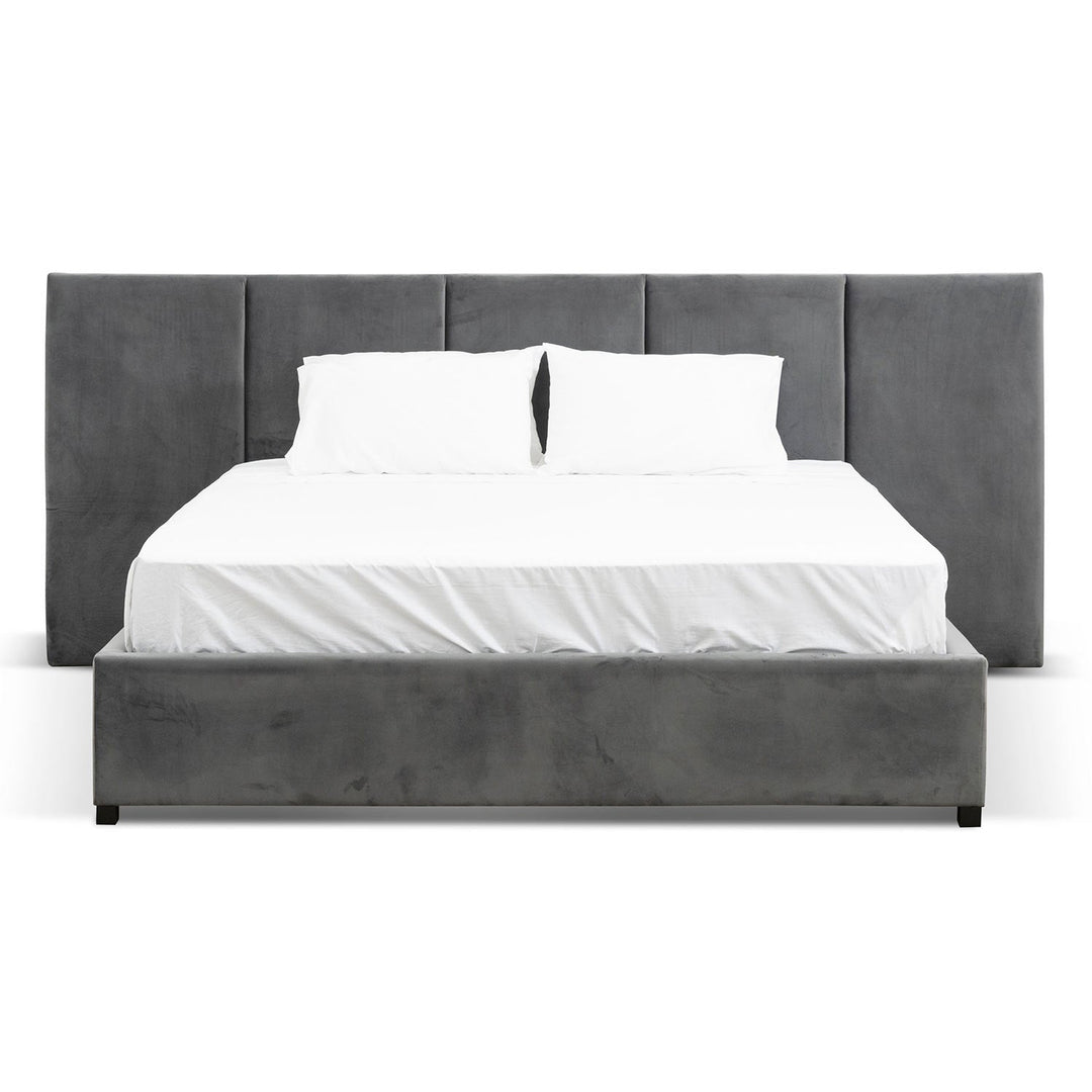 Auburn Queen Bed Frame - Charcoal Velvet
