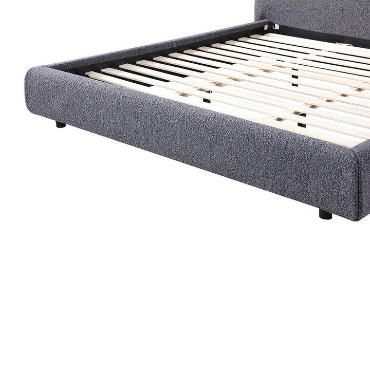 Sittingbourne King Bed Frame - Charcoal Pepper Boucle