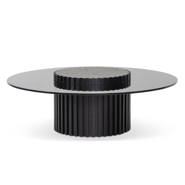 Oxford 1.1m Round Glass Cofee Table - Black