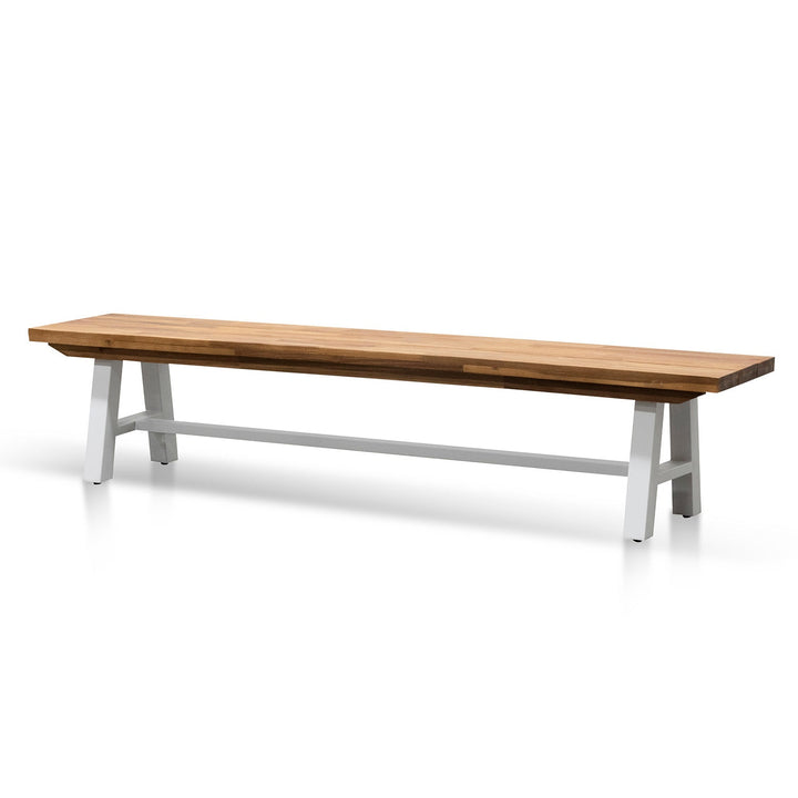 Nolan Outdoor Wooden Bench - Natural Top and White Legs