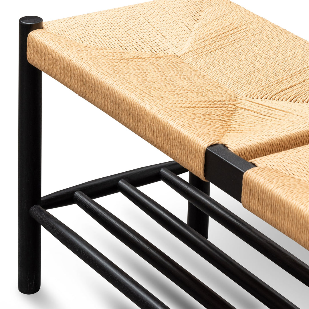 Campbell 110cm Black Oak Bench - Natural Seat