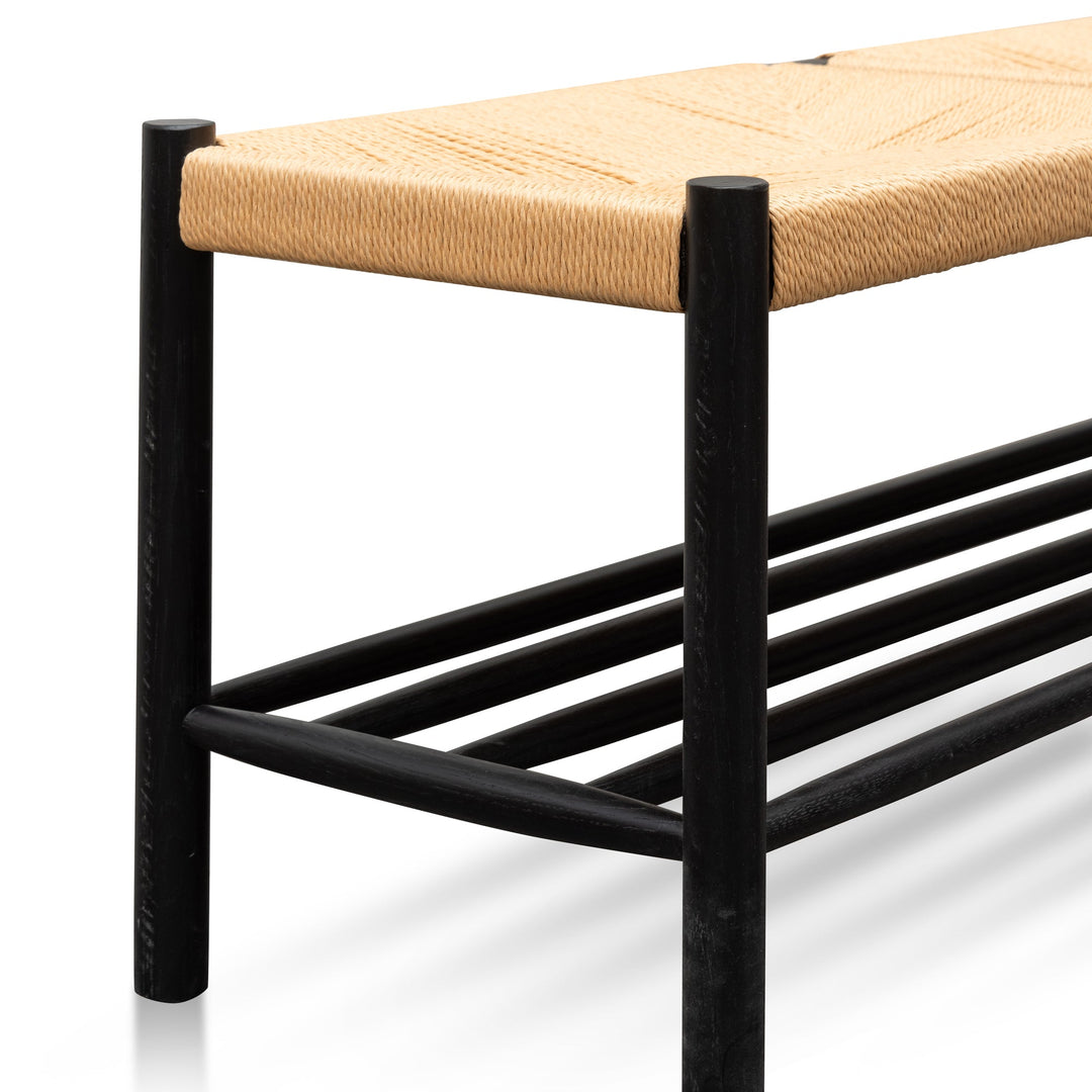 Campbell 110cm Black Oak Bench - Natural Seat