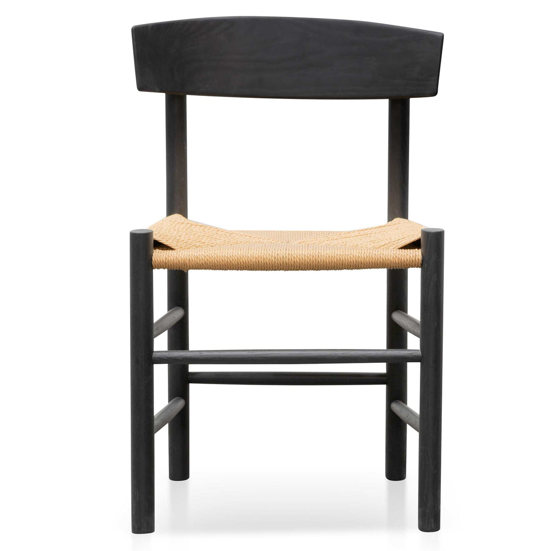 Campbell Rattan Black Dining Chair - Natural Seat (Set of 2)