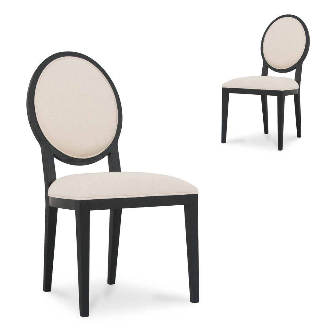Meriden Light Beige Fabric Dining Chair - Black Frame (Set of 2)