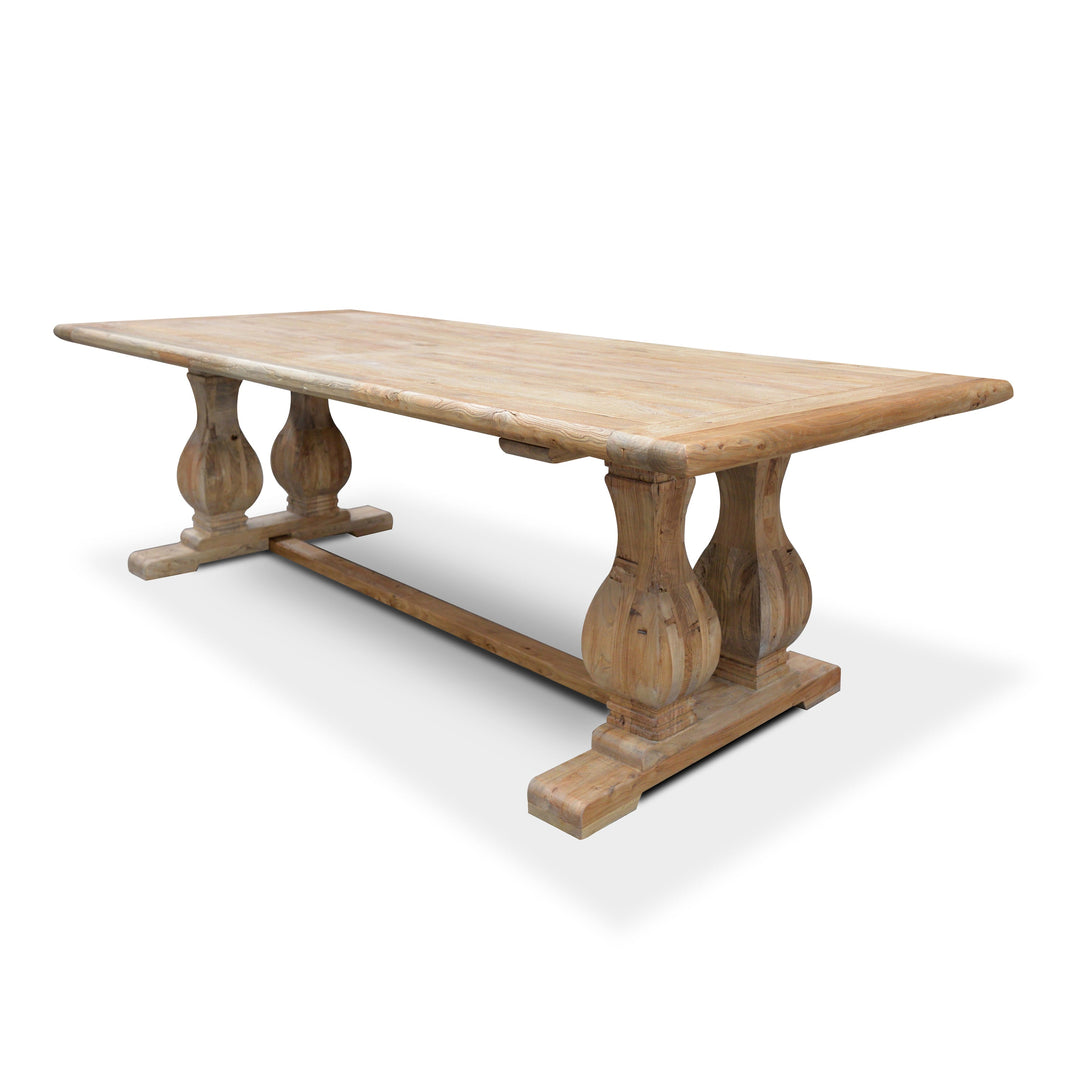 Richmond Elm Wood Dining Table 3m - Rustic Natural