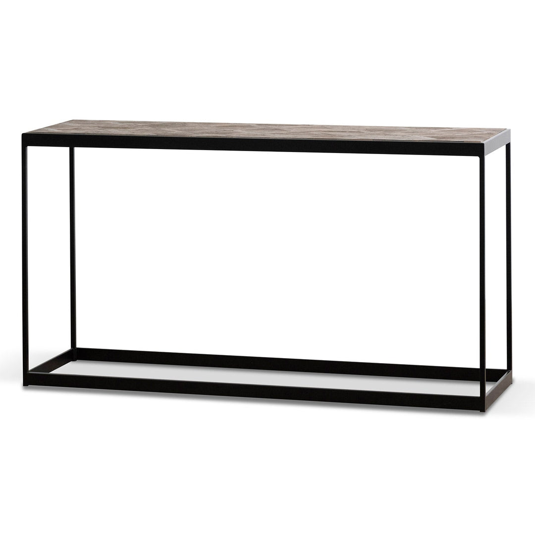 Abbotsford 140cm Console Table in Dark Natural Wood - Black Frame