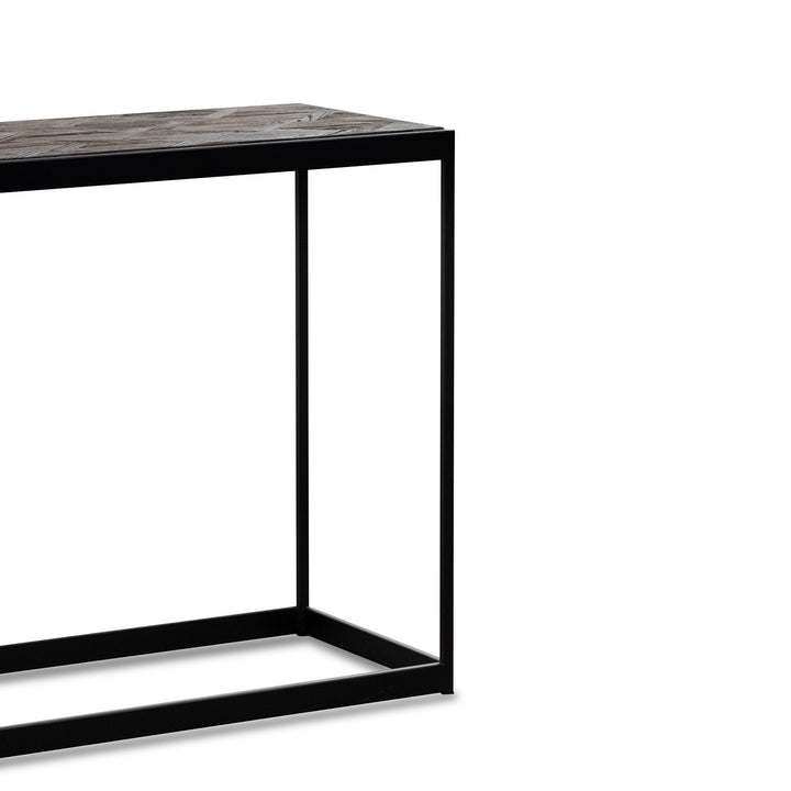 Abbotsford 140cm Console Table in Dark Natural Wood - Black Frame