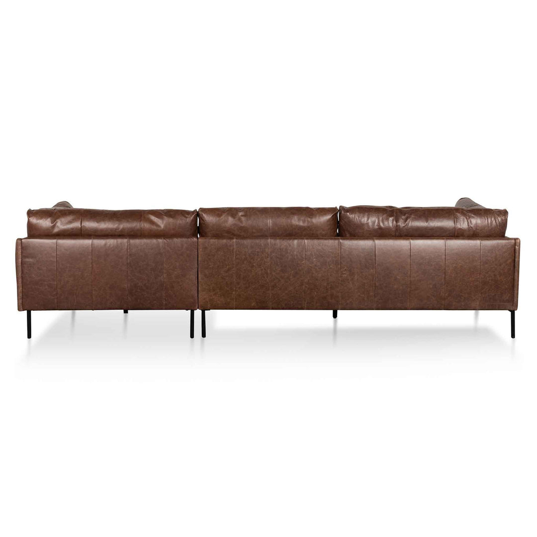 Broadway 4 Seater Right Chaise Leather Sofa - Dark Brown