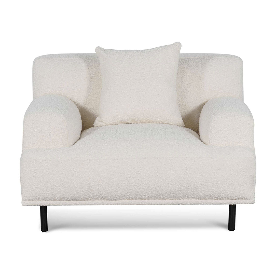 Maynard Armchair - Ivory White Boucle with Black Legs