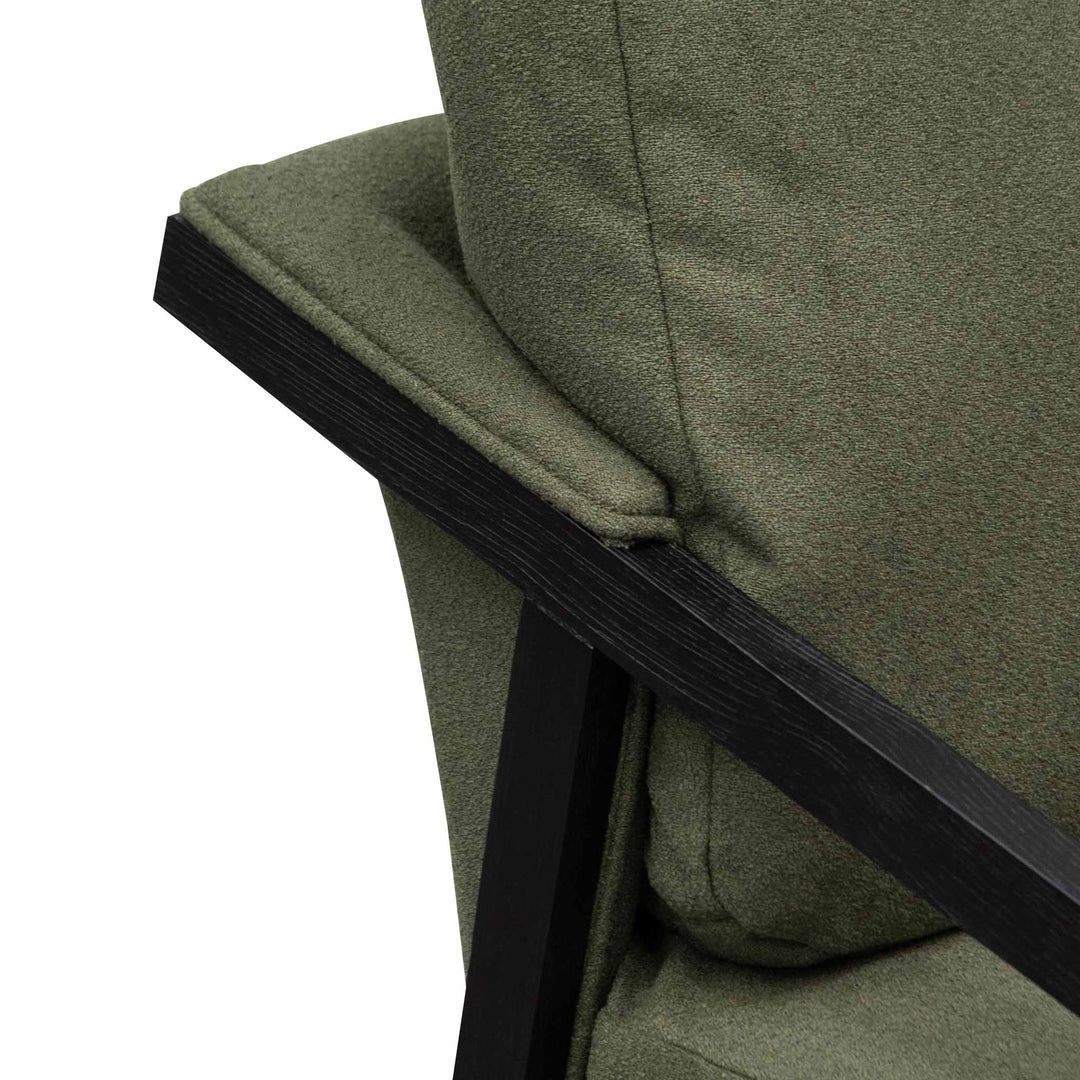 Abbotsford Green Fabric Lounge Chair - Black Frame