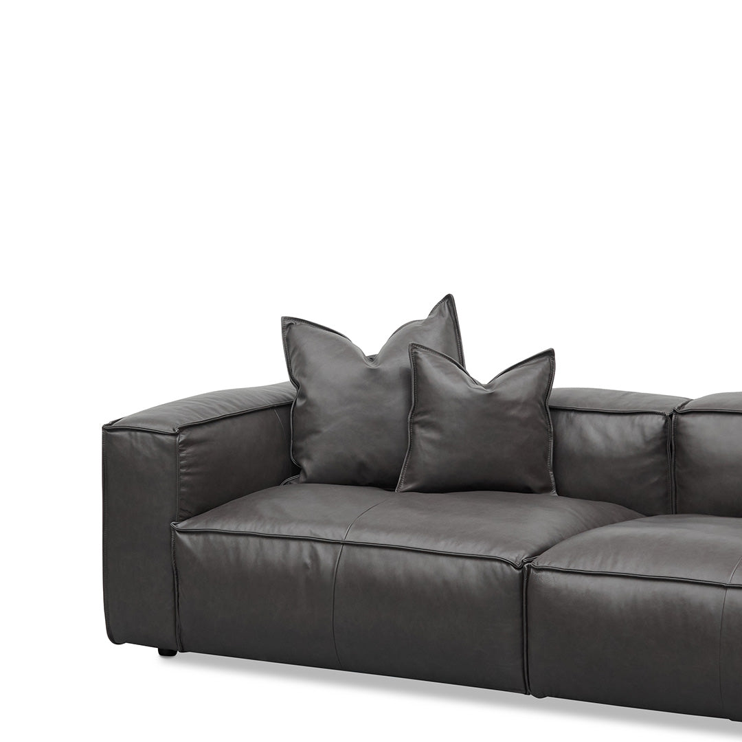 Broadway 4 Seater Sofa with Cushion and Pillow - Shadow Grey Leather