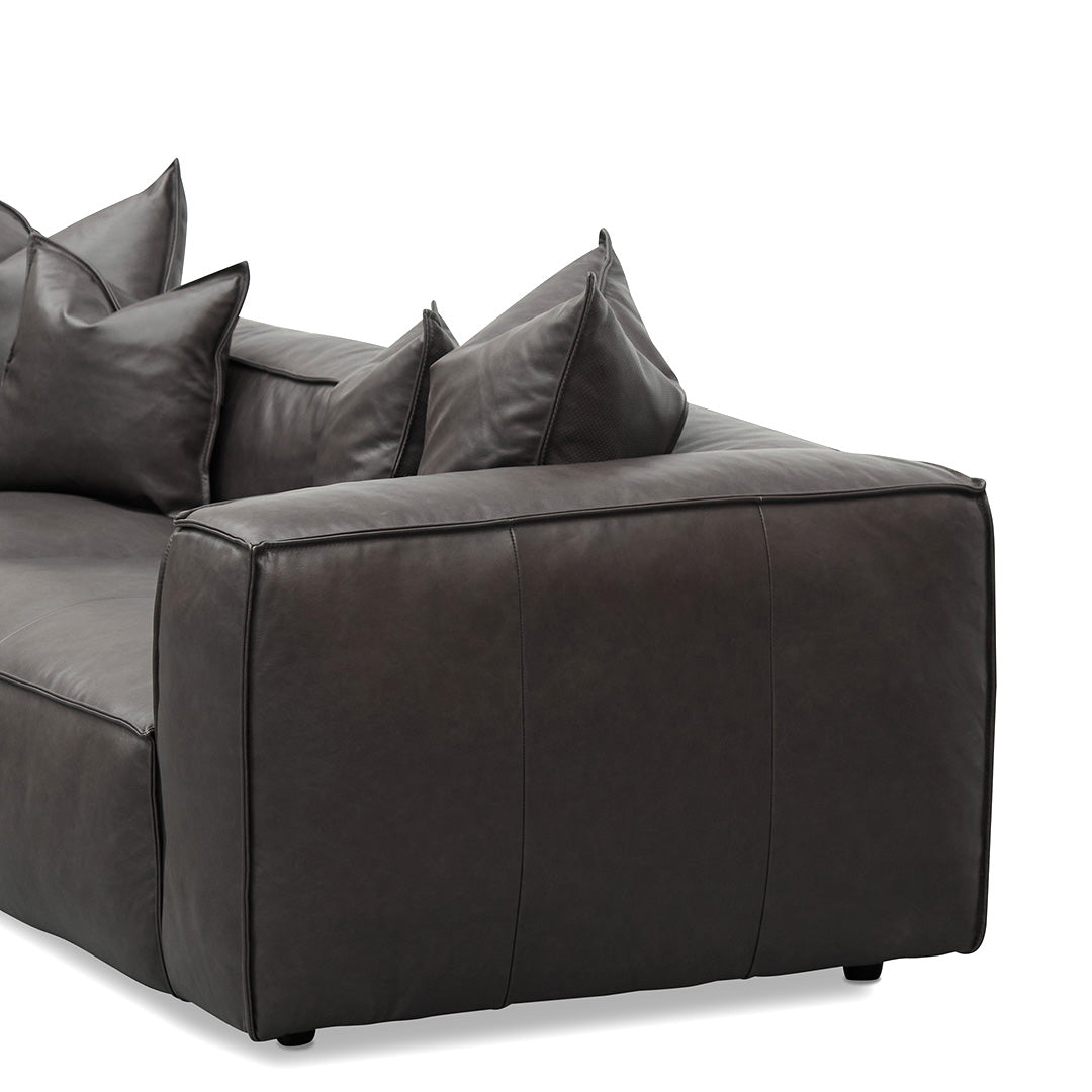 Broadway 4 Seater Sofa with Cushion and Pillow - Shadow Grey Leather