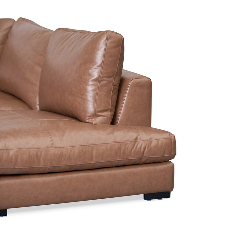 Broadway 4 Seater Right Chaise Leather Sofa - Caramel Brown