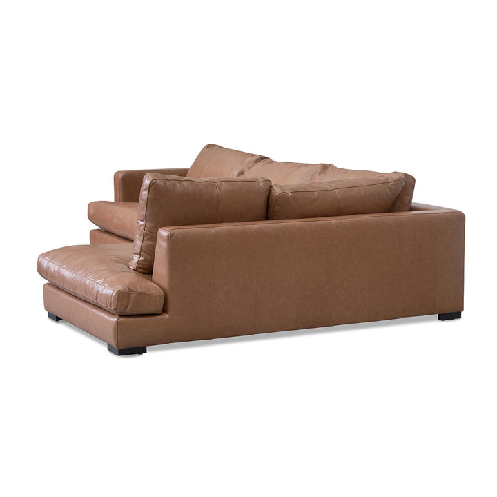 Broadway 4 Seater Right Chaise Leather Sofa - Caramel Brown