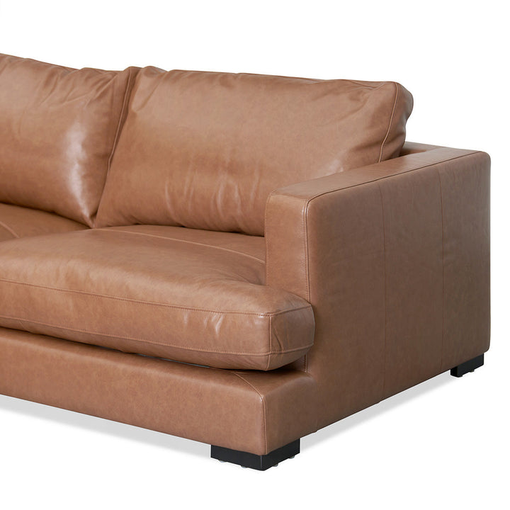 Broadway 4 Seater Left Chaise Leather Sofa - Caramel Brown
