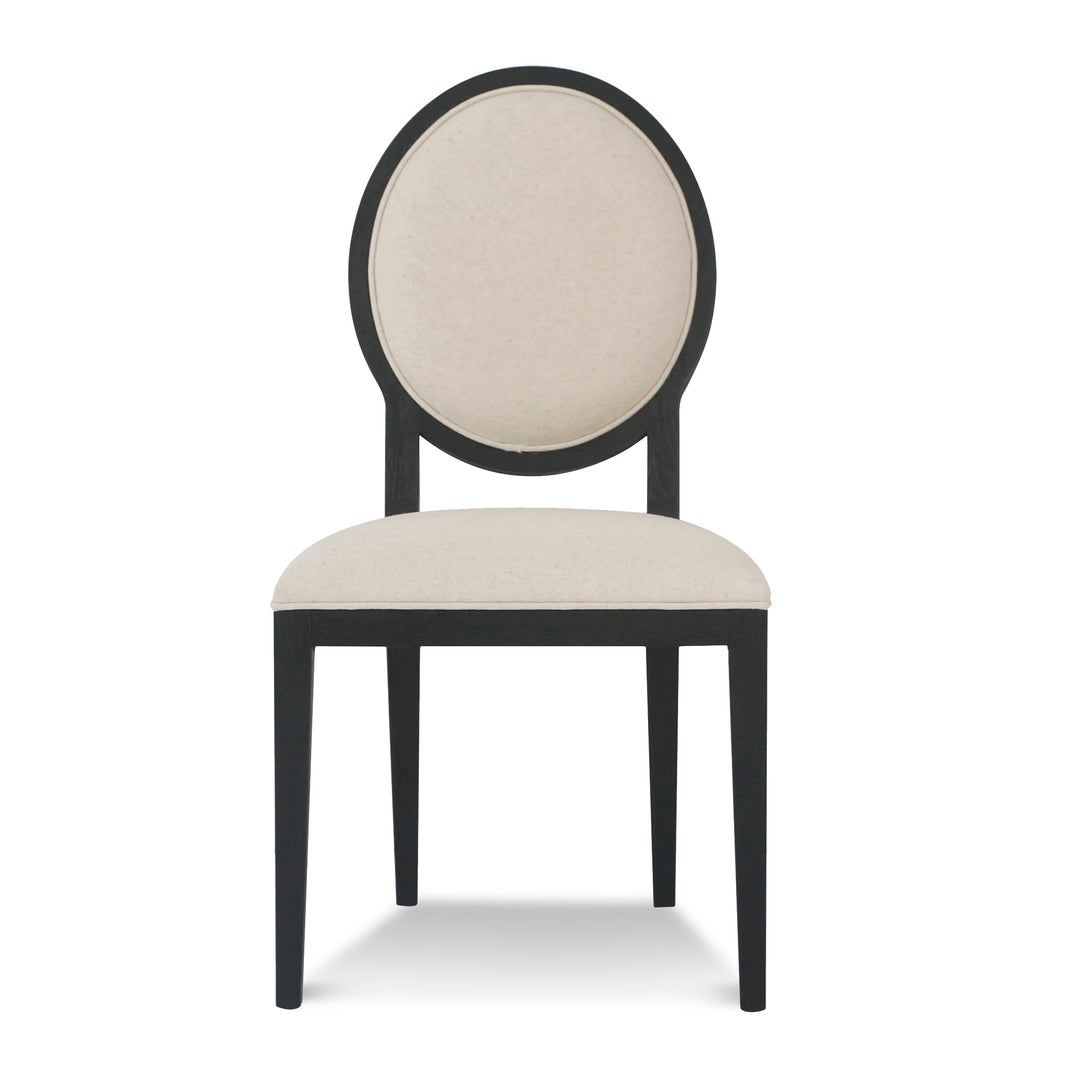 Meriden Light Beige Fabric Dining Chair - Black Frame (Set of 2)