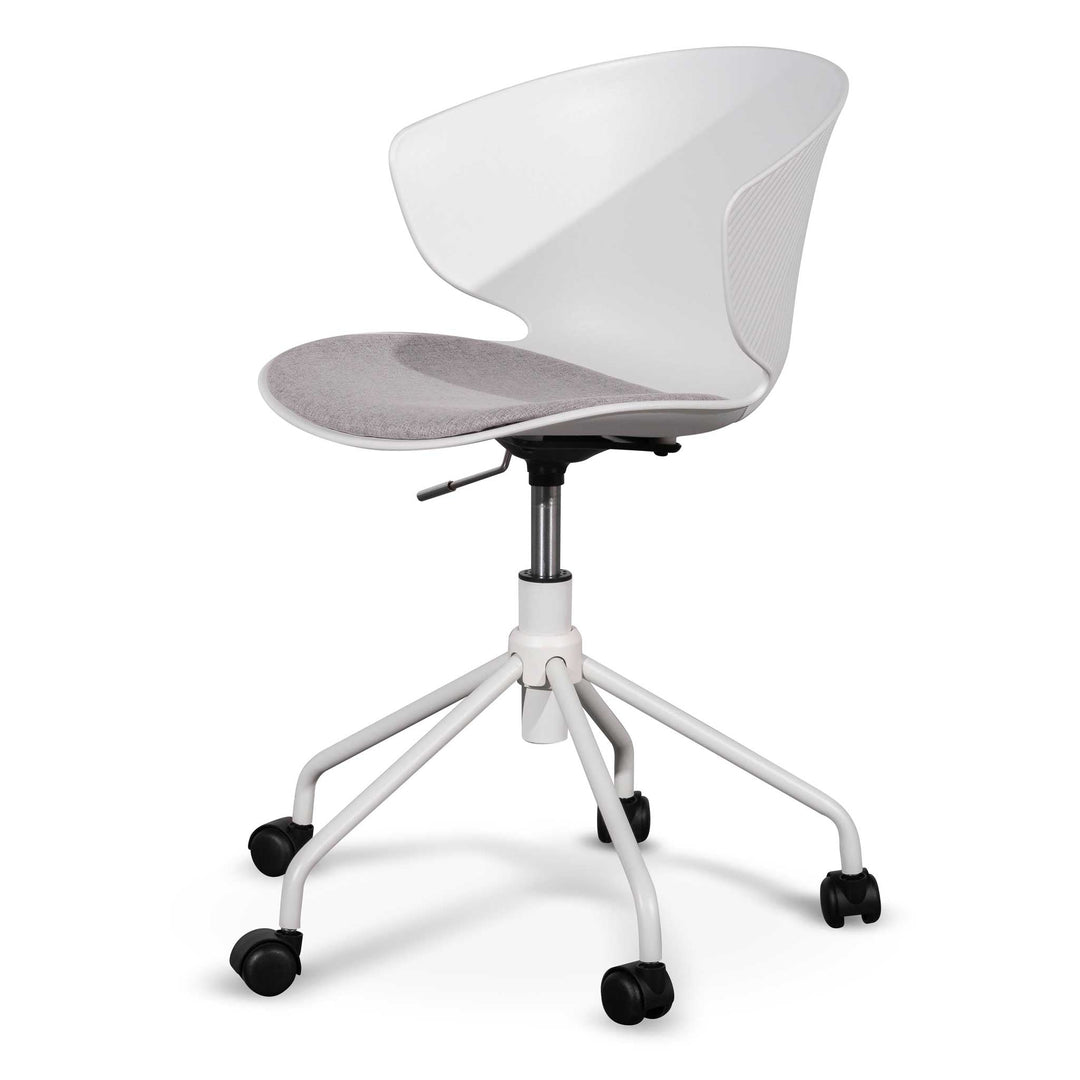 Danbury White Office Chair - Light Grey Seat