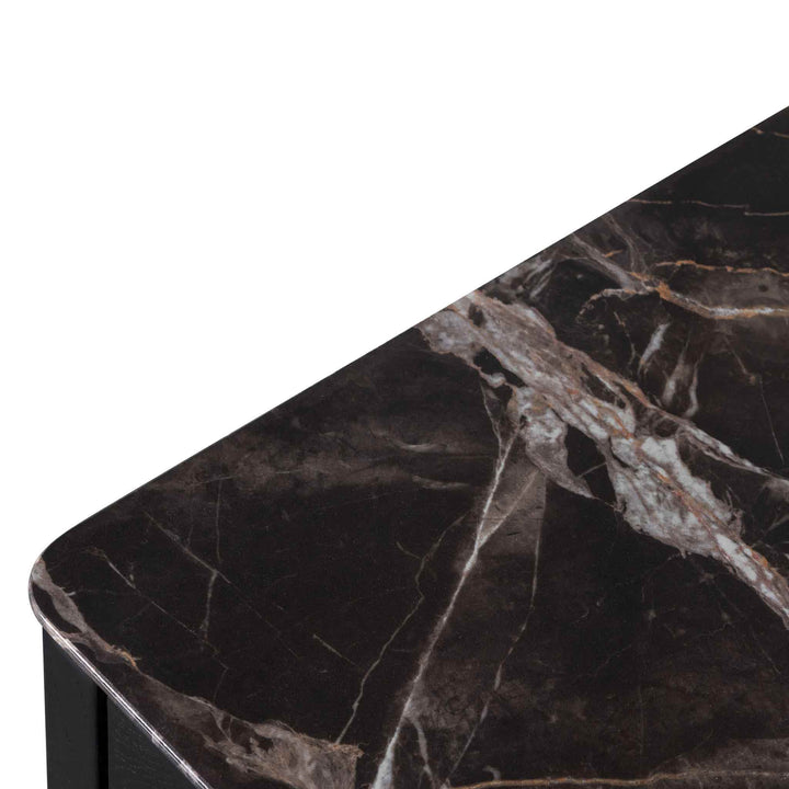 Oxford Bedside Table - Black with Porcelain Marble Top