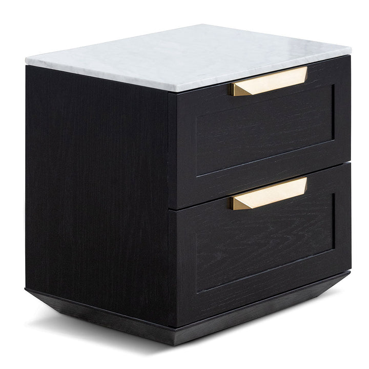 Oxford Bedside Table - Black with Marble Top