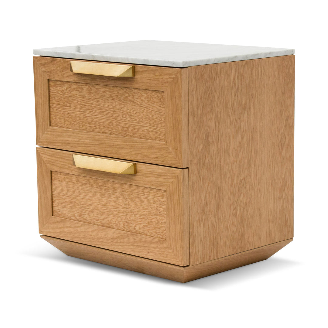 Oxford Bedside Table - Natural with Marble Top
