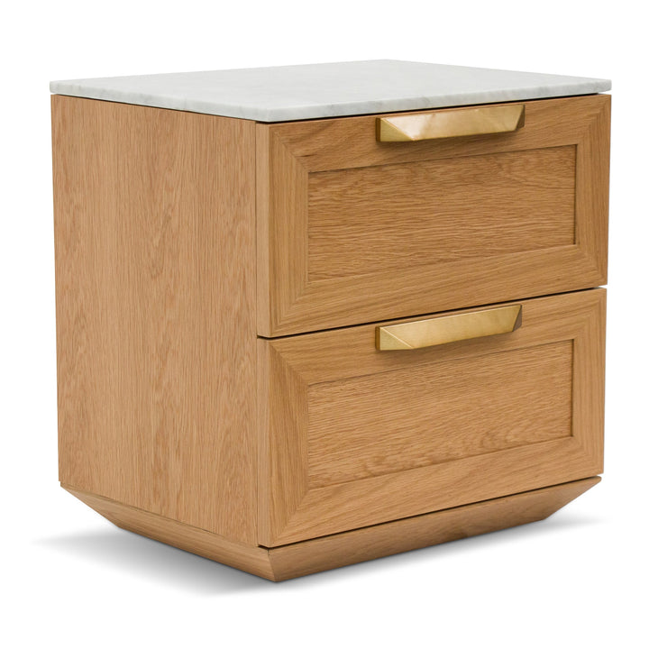 Oxford Bedside Table - Natural with Marble Top