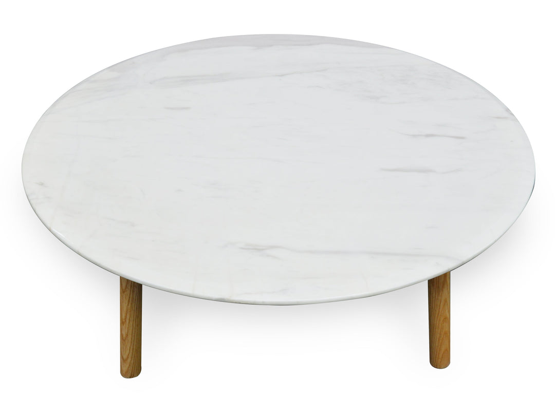 Folkestone 100cm Marble Round Coffee Table - Natural