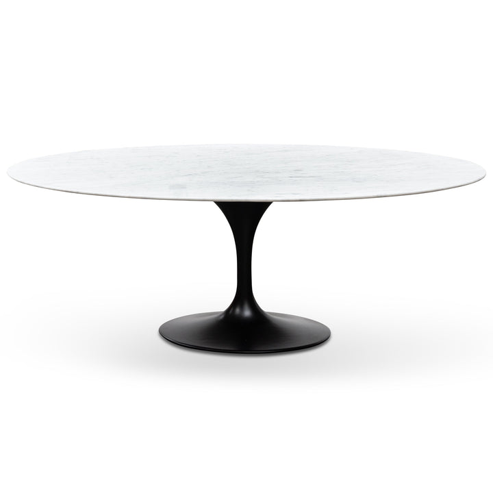Folkestone Oval 2m Marble Dining Table - Black Base