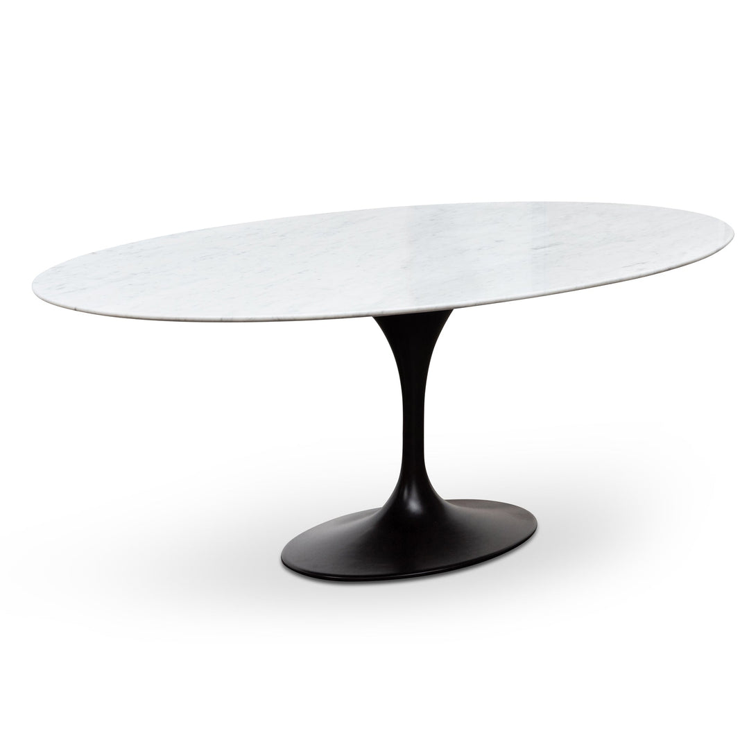 Folkestone Oval 2m Marble Dining Table - Black Base