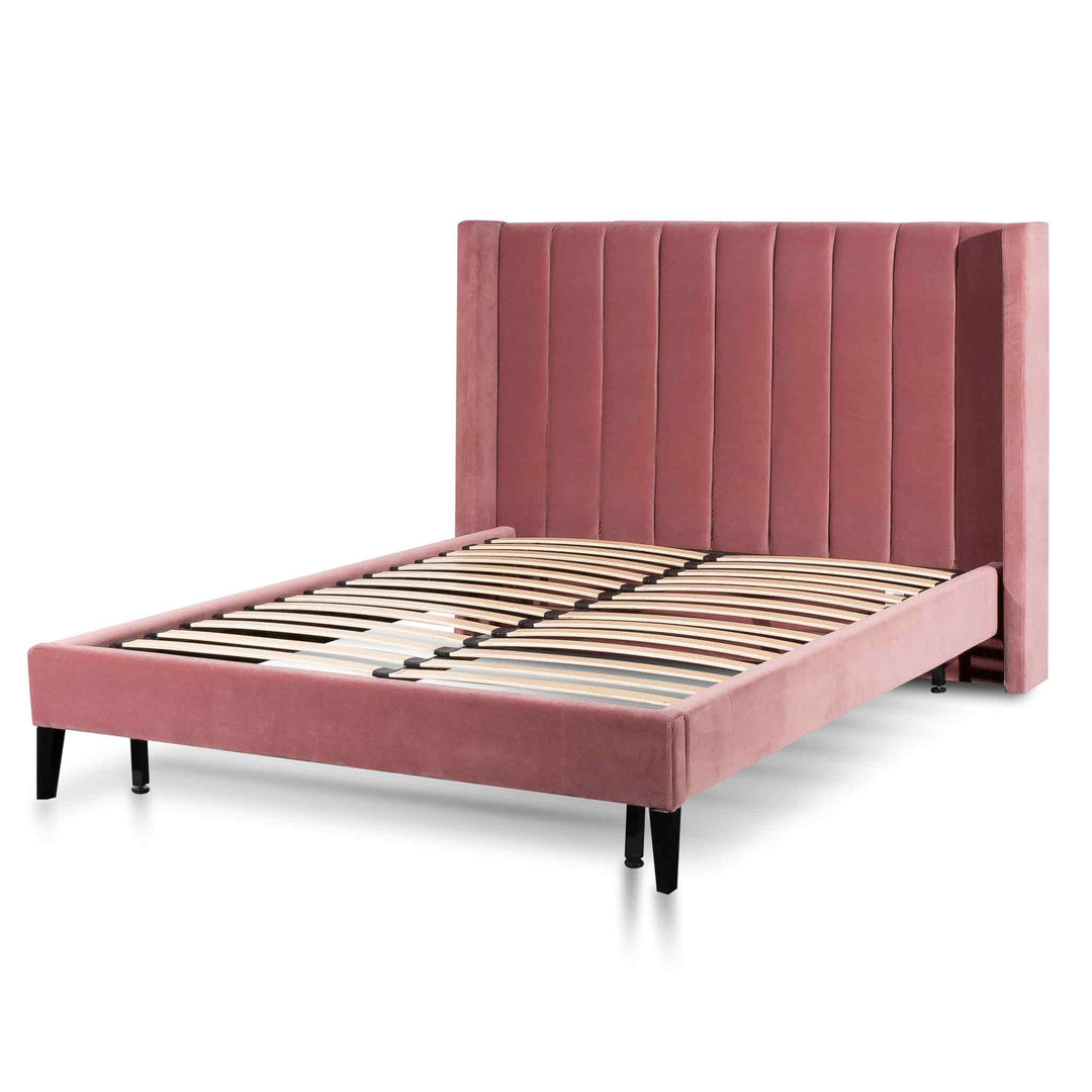 Auburn King Bed Frame - Blush Peach Velvet
