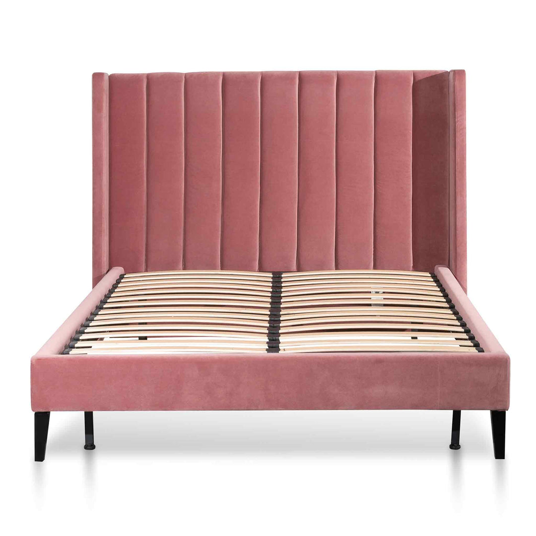 Auburn King Bed Frame - Blush Peach Velvet