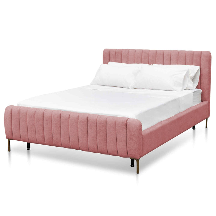 Auburn King Sized Bed Frame - Blush Peach Velvet