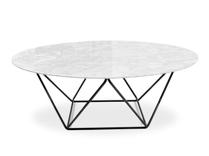 Folkestone 100cm Round Marble Coffee Table With Black Base