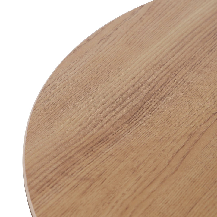 Margaret Round Office Meeting Table - Natural with Black Base