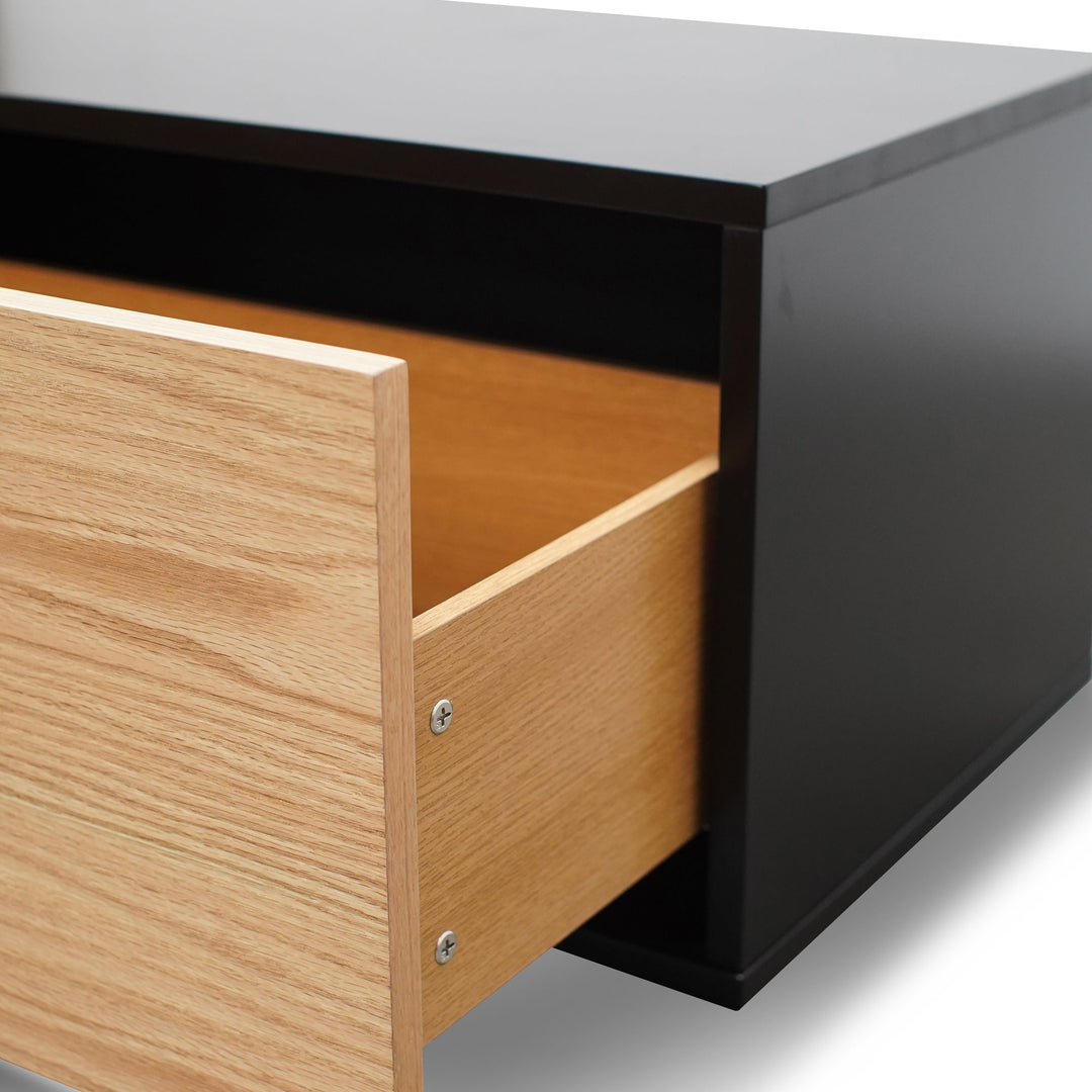 Hayden 2.3m TV Unit - Black with Natural Drawers